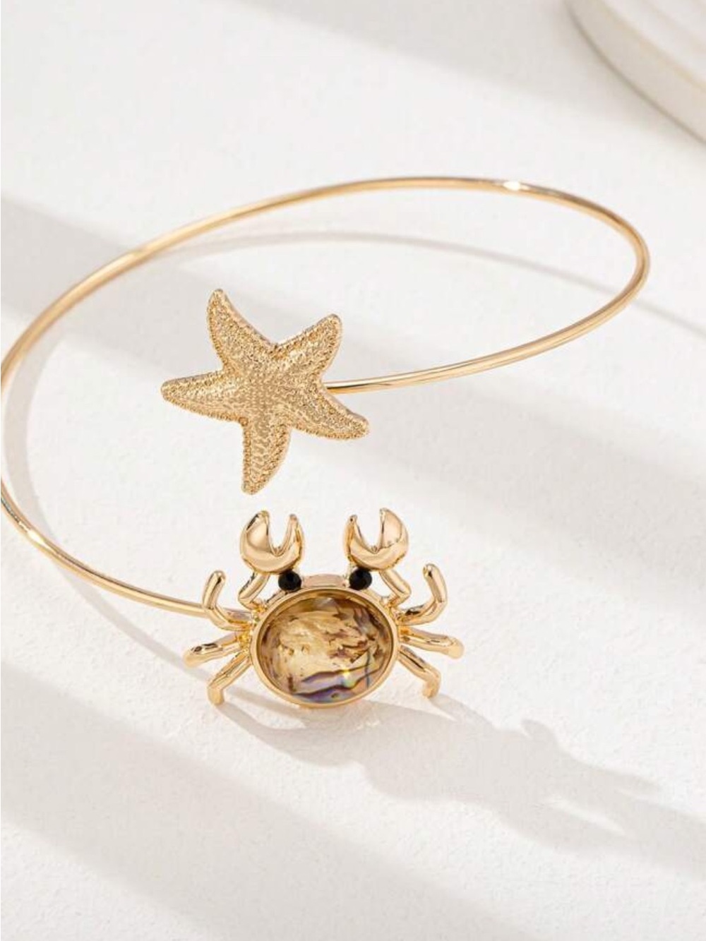 Anthropologie Gold Starfish and Crab Cuff Bracelet - Gold - Picture 2 of 3